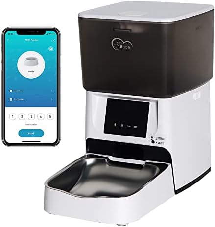 DOEL Automatic Cat Feeder Timed and Quantitative Feeding with Stainless Steel Bowl APP Remote Control with Dual Power Dry Food Pet Feeder 4L