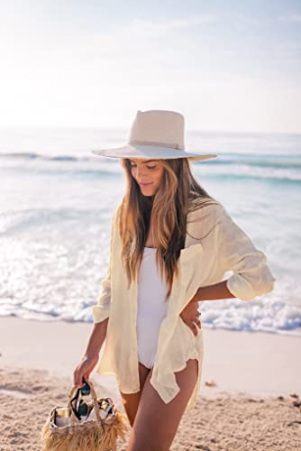 Image of Bsubseach Women Long Sleeve Beach Shirt Blouses Bathing Suit Cover Up Button Down Collar