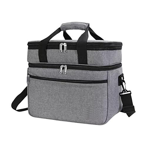 Image of Ineffable Thermal Insulated Cooler Bag, Adjustable Shoulder Strap, Extra Zipper Pockets, Leakproof, Picnic Outdoor Use, Reusable & Easy Wash (Grey)