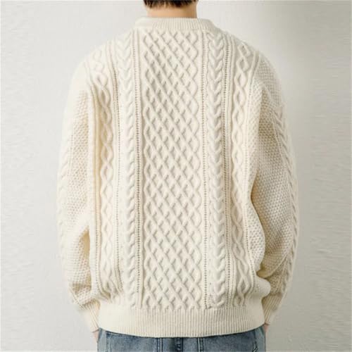 Men's Winter Sweater O-Neck Pullovers Loose Streetwear Knitted Solid Color Sweaters3