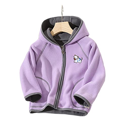 Feidoog Kids Polar Fleece Jacket Hooded Long Sleeve Coat Zip up Outerwear,Purple,2-3T Feidoog Kids Polar Fleece Jacket Hooded Long Sleeve Coat Zip up Outerwear,Purple,2-3T