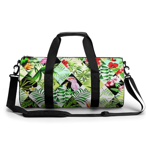 Sac week-end perroquet flamant imprimé tropical ultra léger