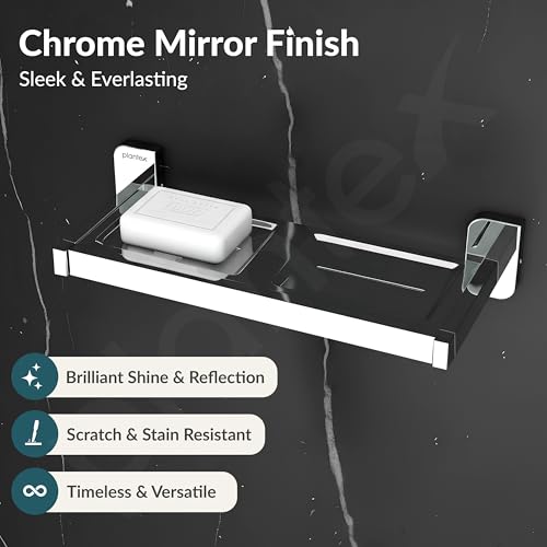 Image of Plantex 304 Grade Stainless Steel Double Soap Dish for Bathroom /Soap Case /Soap Stand /Soap Holder /Bathroom Accessories - Pack of 1 (Rolex, Chrome)