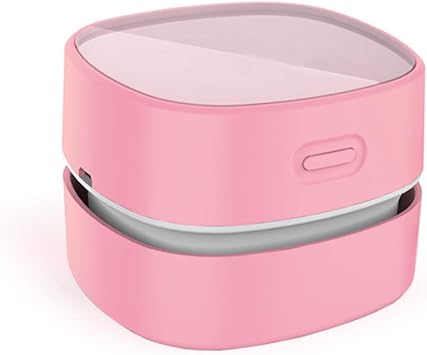ODISTAR Desktop Vacuum Cleaner,Mini Table dust Sweeper Energy Saving,High Endurance up to 400 mins,Cordless&360o Rotatable Design for Cleaning Hairs,Crumbs,Computer Keyboard Pink Charging