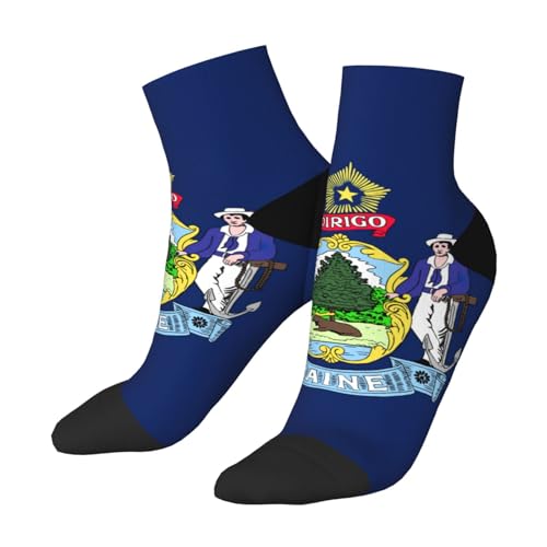 Maine State Flag print Men's Athletic Socks for Sports Outdoor Sports Socks for Men and Women Hiking2