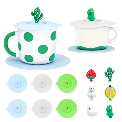 6 Pcs Couvercles Réutilisables en Silicone pour Verres à Boire, Couvercle Tasse Thé, Couvercles en Silicone Anti-poussière de Protection pour Verres à...