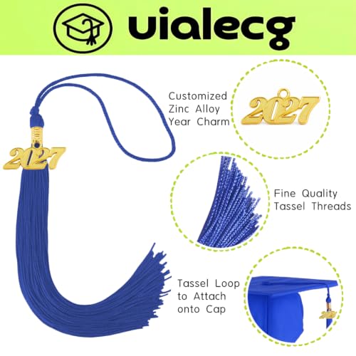 Image of Graduation Tassel 2027 for Grad Cap,Royal Blue Tassel with Gold Charm