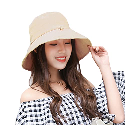 Bucket Sun Hat Women Foldable Bucket Hat with String UPF50+ Fisherman Hat Cotton Beach Hat Cap Wide Brim Sun Hats for Women Sun UV Protection Hat Travel Fishing Hat Cap Floppy Hat Sun Visor Cap Ladies - Image 2