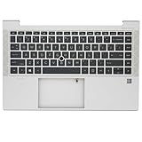WWGTMC Replacement Upper Case Palmrest Backlit Keyboard Assembly for HP Elitebook 840 G7 G8 745 G8 Series Laptop Part US Layout Top Cover M36312-001 Sliver