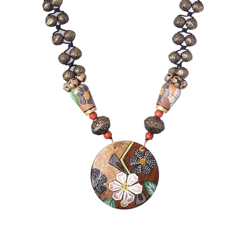 Image of AAKRITI ART CREATIONS Handcrafted Tribal & Brass Necklace Collection | Floral, Leaf & Elephant-Inspired Artisan Jewelry | Dhokra, Glass & Ethnic Statement Necklaces for Women