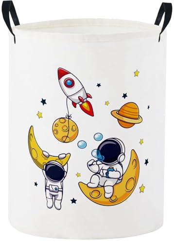 Image of Baby Laundry Basket Baby Nursery Hamper Kids Laundry Basket Toy Storage Bin for Boys Room Decor Gift Baskets for Bedroom Bathroom(Astronaut)