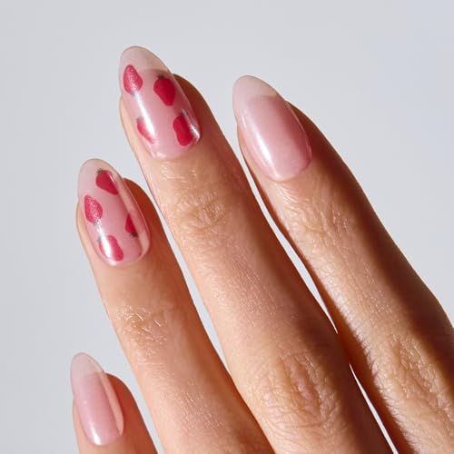 ohora Gel Press On Nails | Medium Oval, Chrome Art | Glazed Strawberry