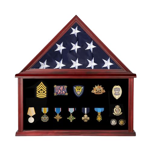 Mahogany Large Burial Flag & Medal Case