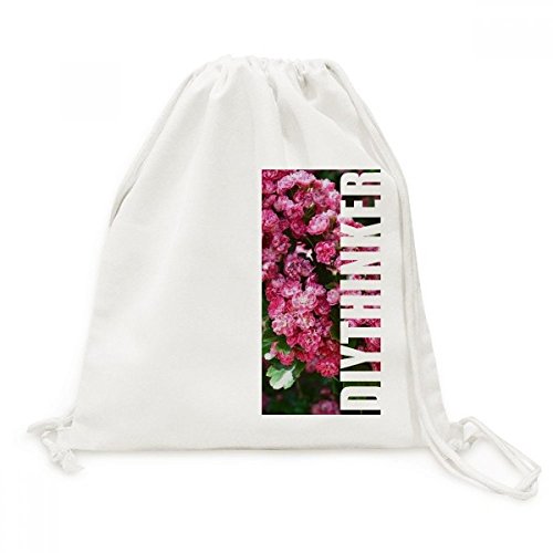 Toile Drawstring Backpack Fleurs Roses sac à cordon pour voyage et shopping
