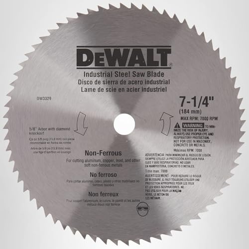 DEWALT Circular Saw Blade, 7 1/4 Inch, 68 Tooth, Metal Cutting (DW3329)