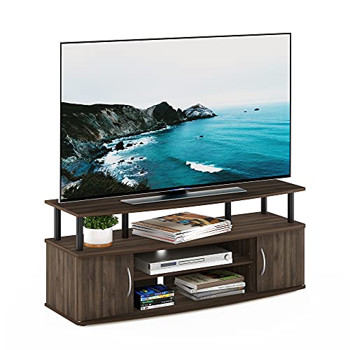 Furinno JAYA Large Entertainment Stand for TV Up to 55 Inch, Columbia Walnut/Black