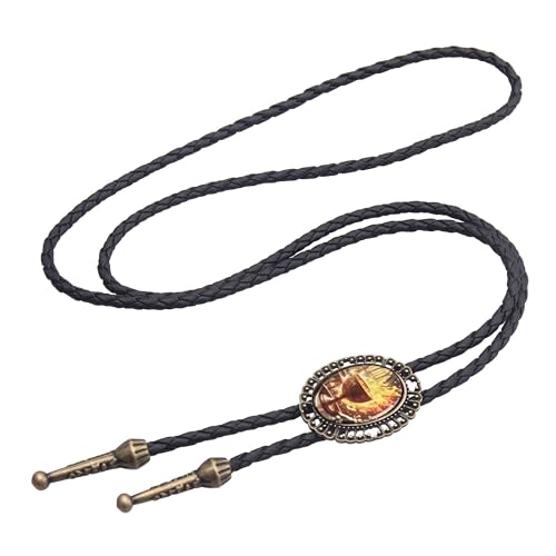 Image of AZORA Western Cowboy Bolo Tie Men Leather Necktie Leather Cord Turquoise Stone Bolo Ties for Men Women