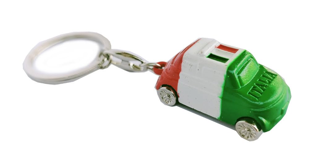 Porte-clés Fiat 500 3D avec Drapeau Italien - Unisexe