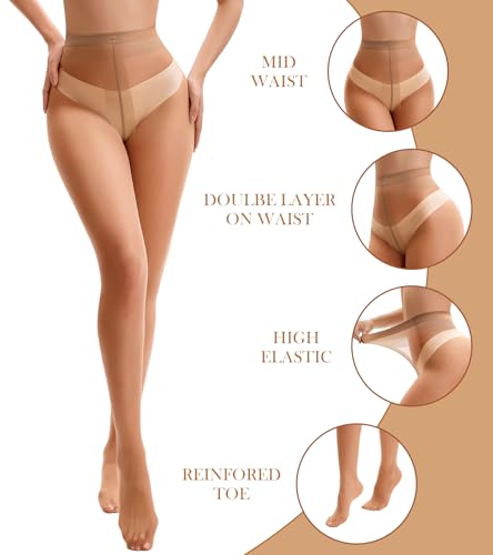Image of 40D Ultra-Thin Women Sheer Tights Transparent Stockings for Women Control Top Pantyhose