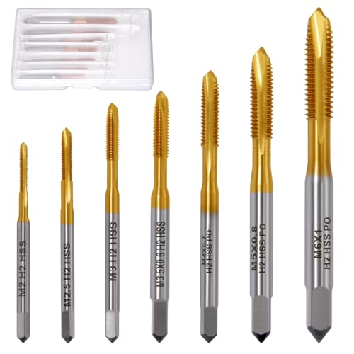 SPEEDWOX Set di 7 micro punte per trapano a vite per macchina con filettatura metrica M2 M2.5 M3 M3.5 M4 M5 M6 piccolo strumento in acciaio per maschiatura diritta flauto filettata rubinetti con