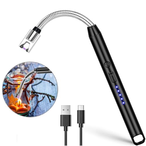 Image of Electric Candle Lighter Plasma Arc Windproof Flameless with 360 Flexible Neck USB Rechargeable Lighter for Light Candles Gas Stoves Camping Barbecue Fireworks (2)