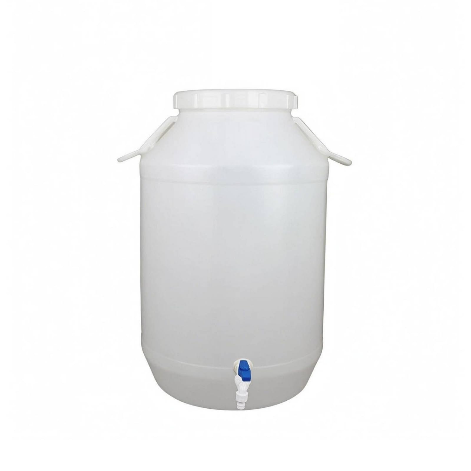 Colcolo Barile di Stoccaggio Secchio Contenitore Rubinetto Coperchio Maniglie Plastica HDPE per Conservazione Sicura Adatto per Cucina Magazzino Zona Servizi, 100 L, Coperchio Bianco, Con Rubinetto