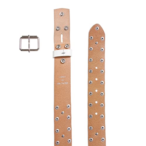 Snap On Silver Star and Circle Studded Cowhide Leather Belt4