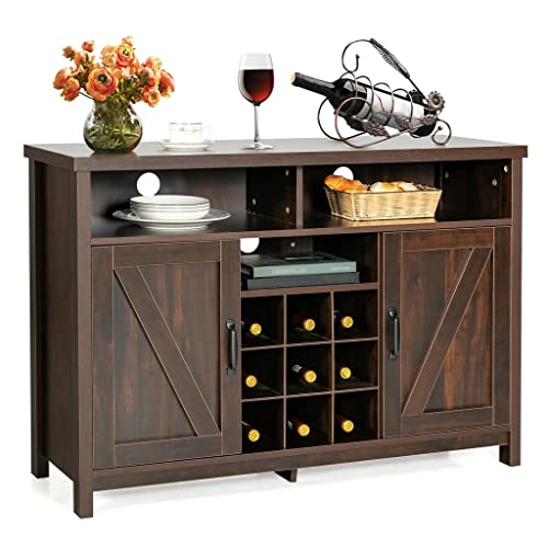 Sxds Buffet Storage Cabinet Farmhouse Sideboard With 9 Bottle Wine Rack And 2 Door Cabinets #TOP25
