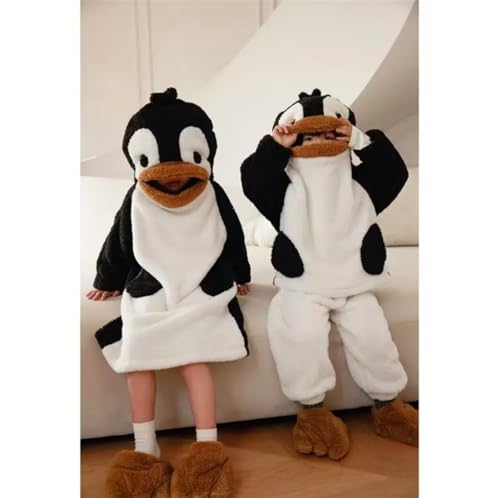Children's Cartoon Cotton Pajamas, Cute Winter Penguin Cotton Clothes, Men's And Women's Styles,You Can Choose A Height Of 80-170cm, Which Mothers Can Wear(Skirt,L)3