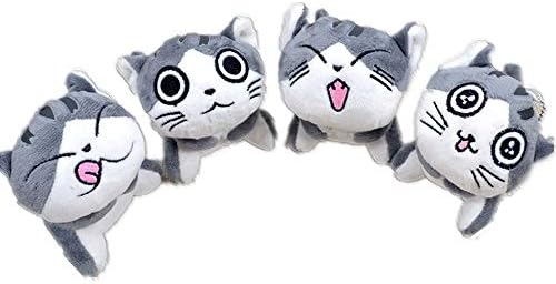 Kimkoala 4 Pcs Chi Cat Plush Toys, 4”Stuffed Cute Japanese Chi's Sweet Home Cats Plush Doll Keychain Anime Figures Collection Toy Gift Set