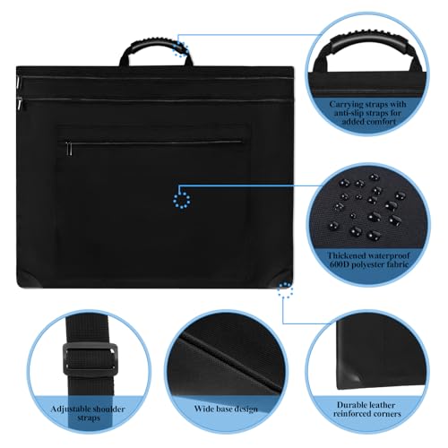 Image of Art Portfolio Case 20x24 Inch Large Size Portfolio Folder for Artwork Poster Board Storage Waterproof Art Portfolio Tote Bag with Four Pockets and Handle for Drawing, Sketching