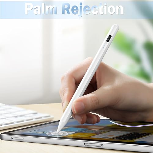 Image of Stylus Pen for iPad, 15 mins Fast Charging Apple iPad Pencil with Palm Rejection, Tilt Sensitivity, Work for 2018-23 iPad Air 3 /4 /5, iPad mini 5 /6, iPad 6 /7 /8 /9 /10, iPad Pro 11 inch and 12.9 inch (White)
