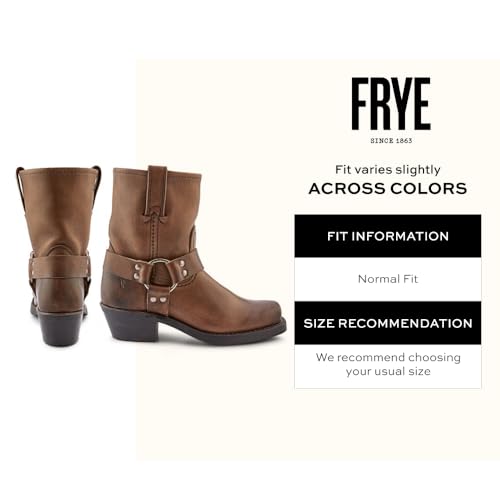 Frye Harness 8R Boots for Women Crafted from Washed and Oiled Italian Leather with Stacked Leather Heel and Rubber Outsole with Welt Construction2