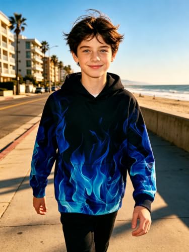 Image of TUONROAD Boys Hoodies 3D Graphic Sweatshirt Lightweight Pullover 6-16T cool