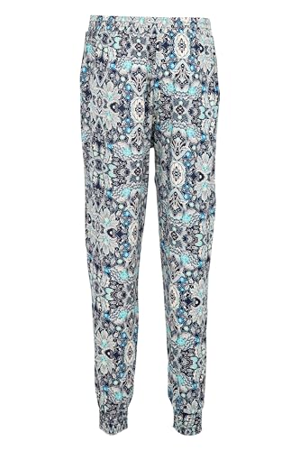 Easy Young Fashion Damen Sommerhose - Florale Freizeithose mit elastischem Bund - Lange Boho Hose - Strandhose Stoffhose...