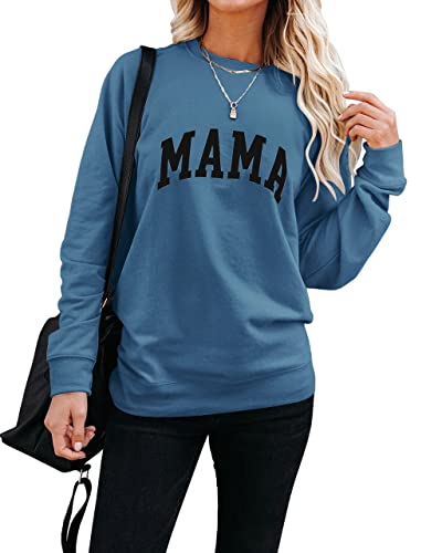 Image of Dressmine Womens Long Sleeve Mama Sweatshirts Fall Crew Neck Mom Shirts Cute Graphic Tees Pullover Hoodies