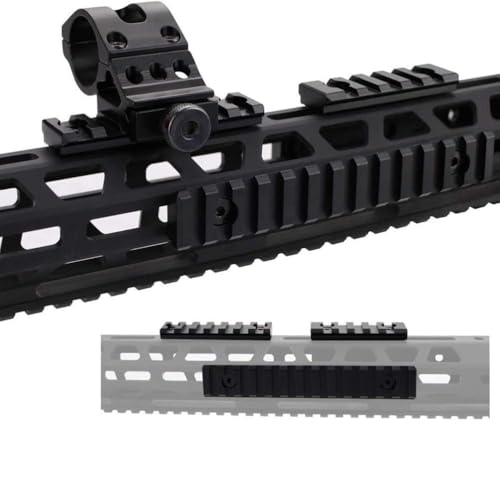 Uadme Picatinny Schiene, 5 Slots Schiene Abschnitt Picatinny Adapter Aluminium mit 2 Schrauben, 2 Nutensteinen und Einem Sechskantschlüssel, zur Montage an Handschützern, Schwarz
