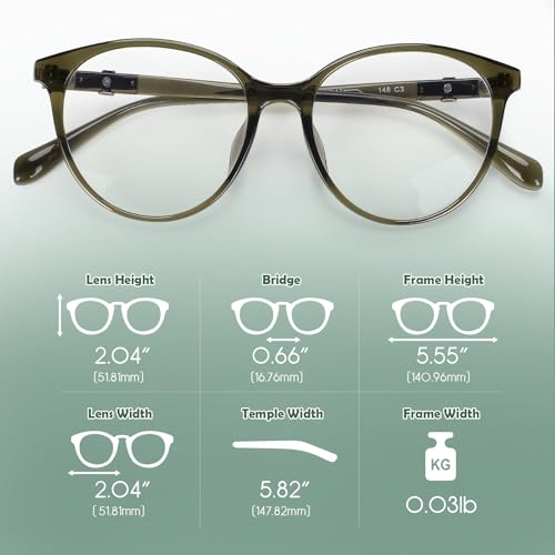 Image of Stylish Blue Light Glasses Round Lightweight TR90 Frames Computer Reading Glasses Vision Care & UV Protection