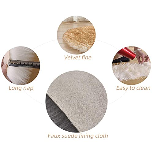 AUFELL Grey Fluffy Rug Soft Faux Fur Bedroom Carpet for Girls Room,Small Area Rug for Sofa,Living Room,Nursery,Washable Shag Rug,Cute Home Deco(23.6 x 35.4 inch)