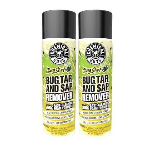 Chemical Guys Bug, Sap & Tar Remover, Fast Acting Pre Wash Cleaner for Cars, Trucks & SUVs, Removes Stuck On Residue, Road Film, Bug Splatter, Tree Sap, Grime, Spray, 2 Pack - 15 Fl Oz Each