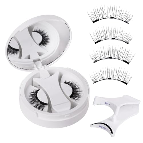 Magnético - Falso Natural Reutilizable Con Clip | Conjunto Magnético De 4 Piezas Con Caja De Almacenamiento Portátil | Accesorios De Maquillaje Ligero Para Escenario, Boda Y L