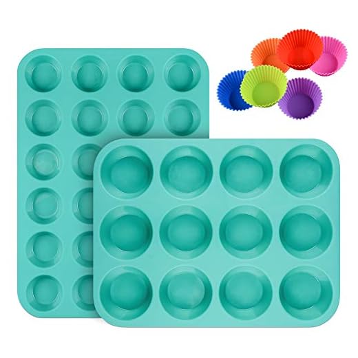 Silicone Muffin Pan Cupcake Set - Mini 24 Cups and Regular 12 Cups Muffin Tin, Nonstick BPA Free Food Grade Silicone Molds with 12 Silicone Baking Cups