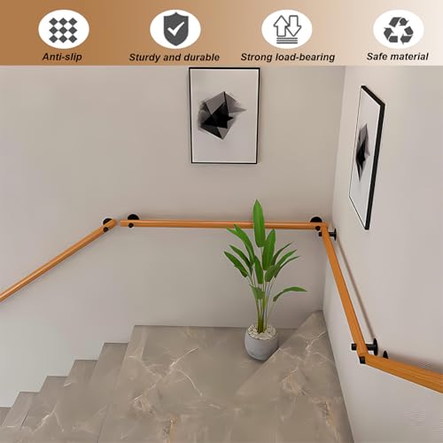 Balustrade escalier bois 300cm avec supports de fixation murale solides - 6