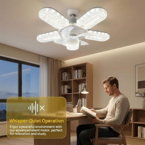 Ventilador de cristal regulable con cinco aspas motorizadas y casquillo E27 de alta eficiencia 5