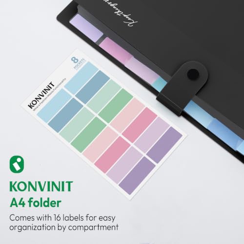 KONVINIT Trieur A4 Organiseur Document Trieur Compartiments Souple Trieur Document Accordeon Plastique Exacompta 8 Compartiments pour Bureau, École, Maison – vue 5