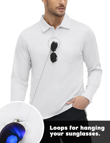 TBMPOY Men's Polo Shirts Long Sleeve with Pocket Golf Quick Dry Lightweight Collared Stylish Moisture Wicking Business Tennis2
