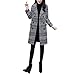 Produktbild TIANYUWYM Frauen Wollmantel Hahnentritt Anzug Kragen Langarm Zweireiher Trenchcoat im Langen Abschnitt war dünn Karo Jacke Winter schlank Retro-Mantel,XXL