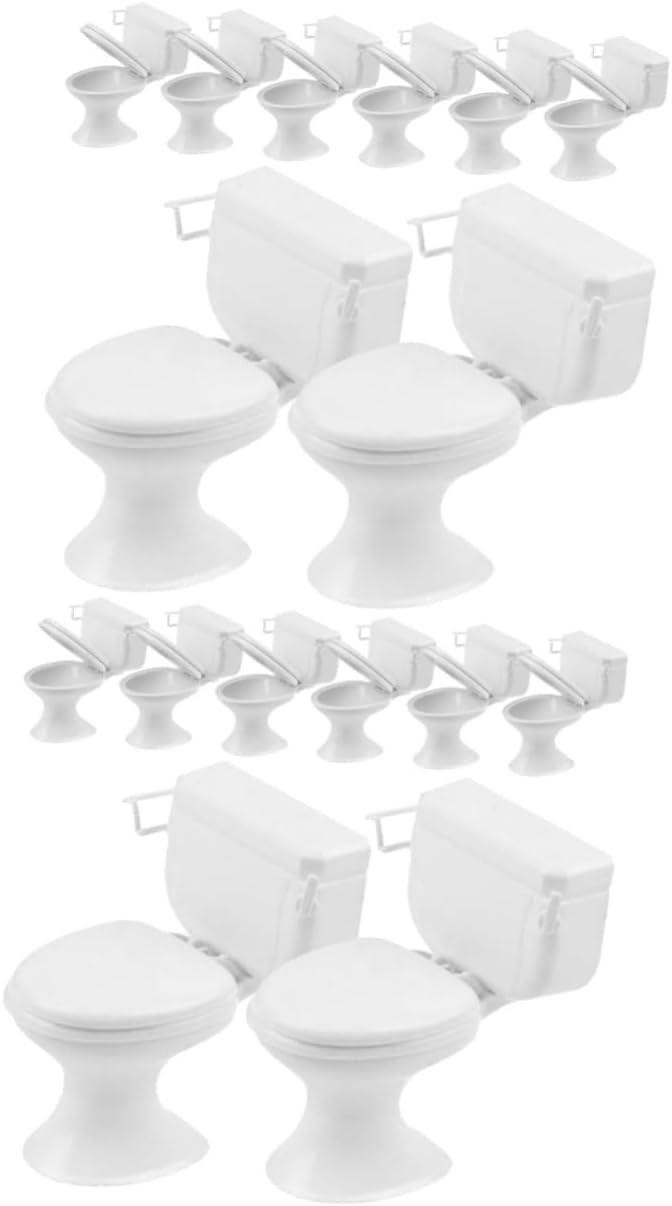 Vaguelly 16 Pcs Dollhouse Toilet Toy Dollhouse Shower 1 12 Scale Toilet Cake Decor Dollhouse Toilet Model Miniature Bathroom Decor Dollhouse Furniture Miniature Toy Toilet Plastic White