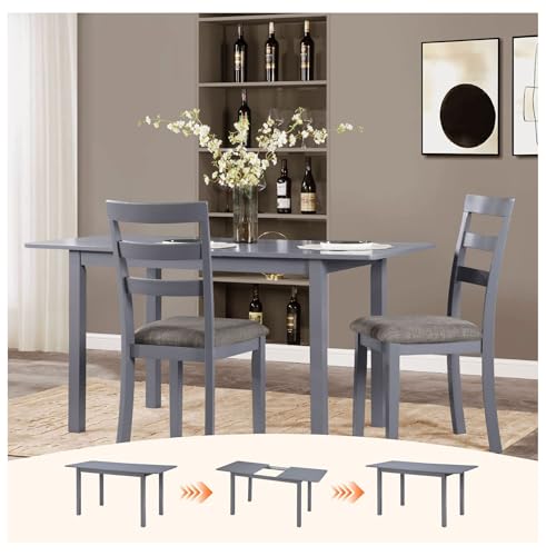 59'' Extendable Dining Table, Dark Gray - Modern Kitchen &