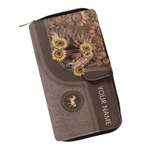 Image of COEQINE Ladies Wallets Pink Leopard Heart Black Printed Leather Phone Long Clutch Purses Check Coin Change Holder